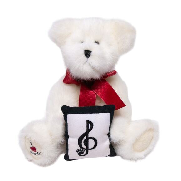 Vintage I Love Music Holding Note Pillow BOYDS BEAR White Teddy 8" Great Gift - Picture 1 of 7